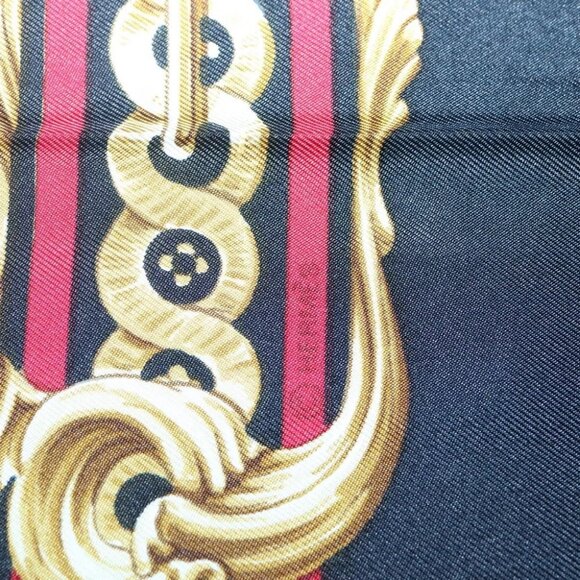 HERMES Carre90 Scarf ""BRIDE DE COUR"" Silk Black Auth BA4252 - Picture 7 of 14